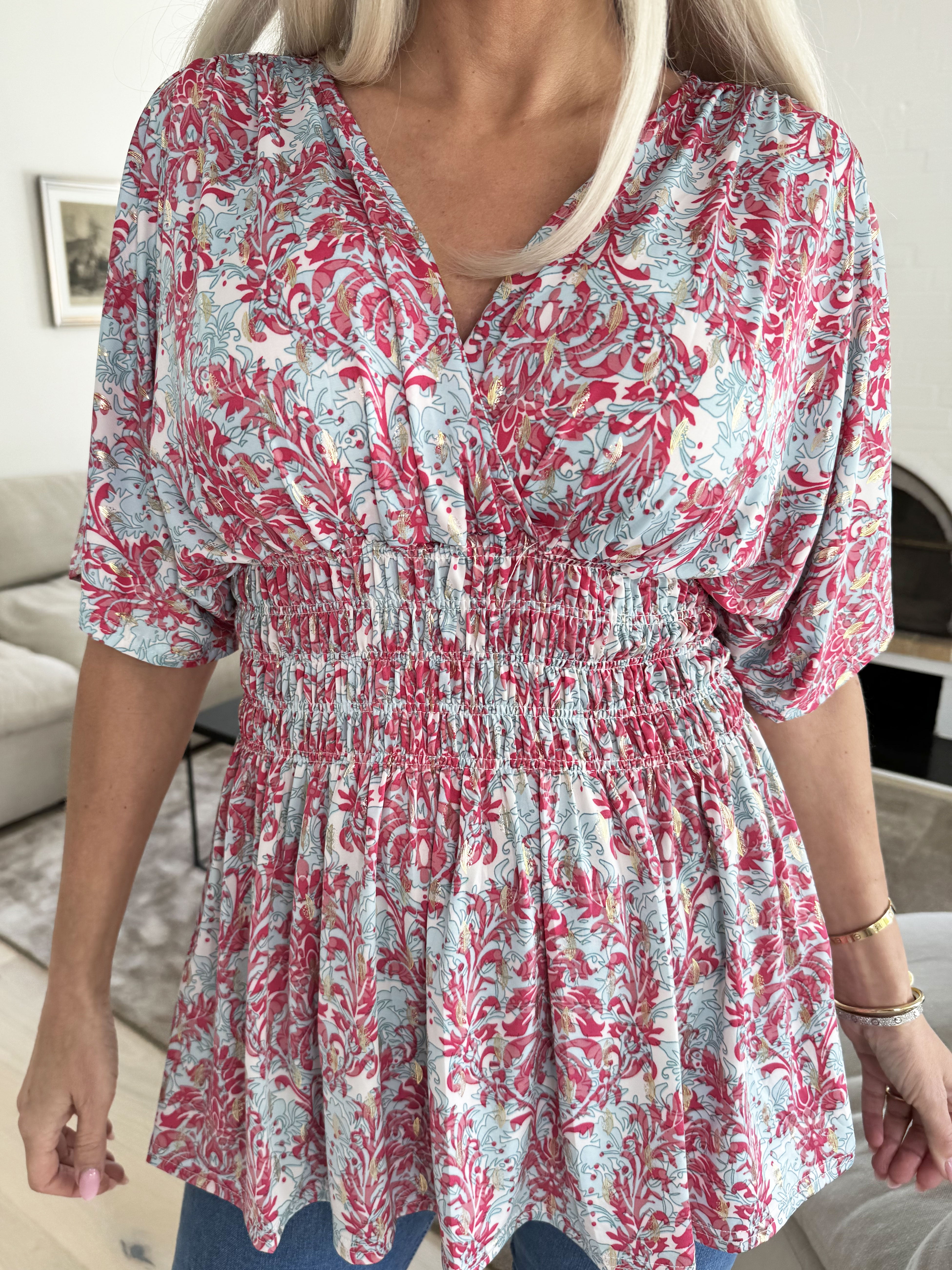 Pams Royal Shirt - Sød tunika i fint med print med smock